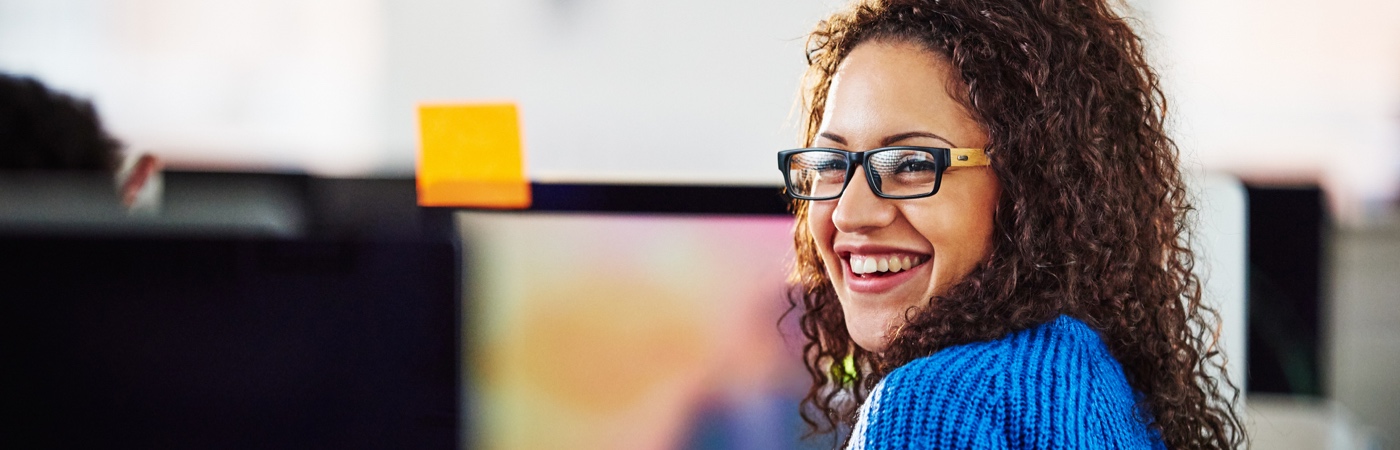 Smiling woman at work