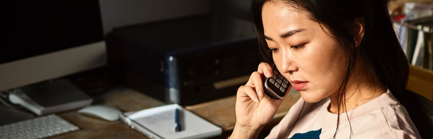 Woman taking a business call