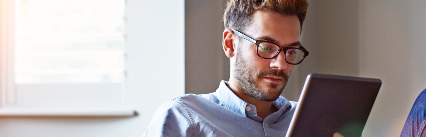 Man looking at a laptop